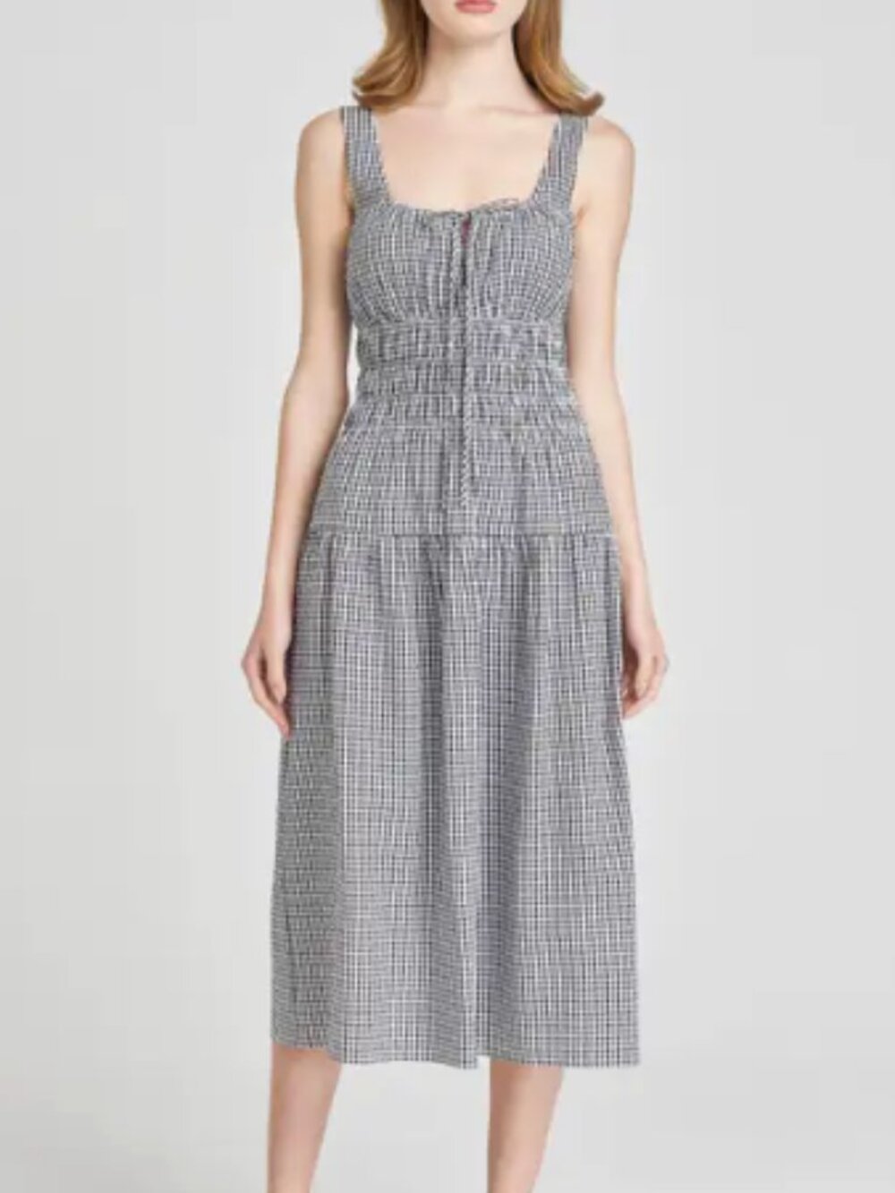 WAYF x Styled by COCO! Nina Smock Waist Seersucker Midi Dress